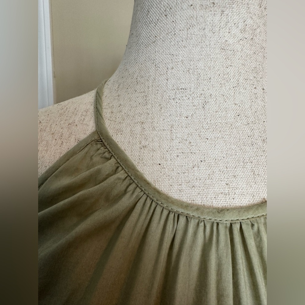 J. Crew Tie Waist Halter Midi Dress Pale Surplus Green A Line Tiered XS - Picture 5 of 9